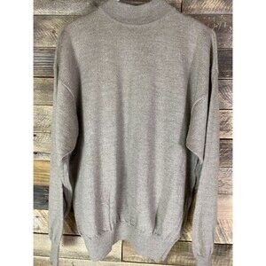 Bachrach Men's Tan Merino Wool Mock Neck Sweater Size L